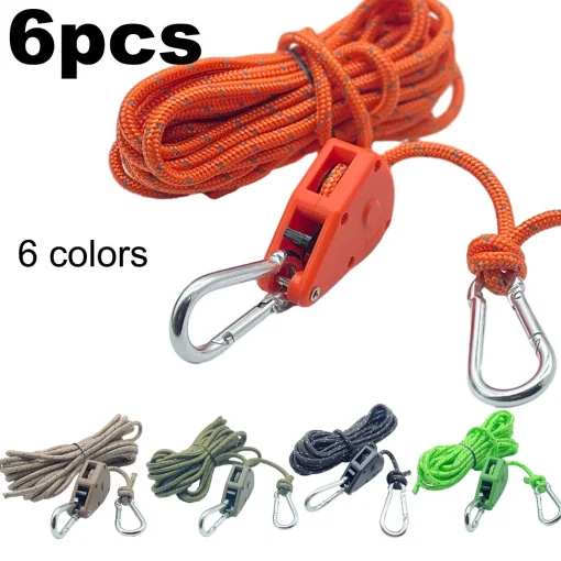 6 шт. Carabiner Reflective Tent Rope Ratchet