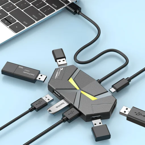 7-портовый концентратор USB2.0, 0.6 см1.2 מ'