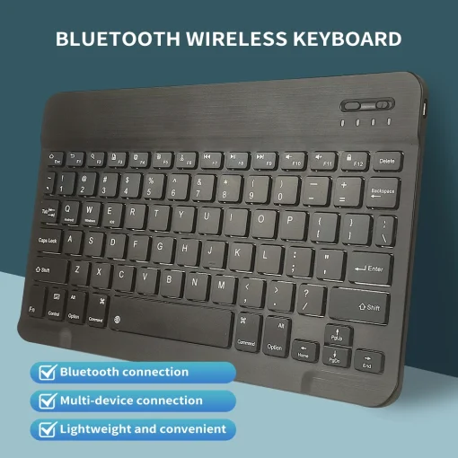 Bluetooth-клавиатура, беспроводная, черная, 10 дюймов