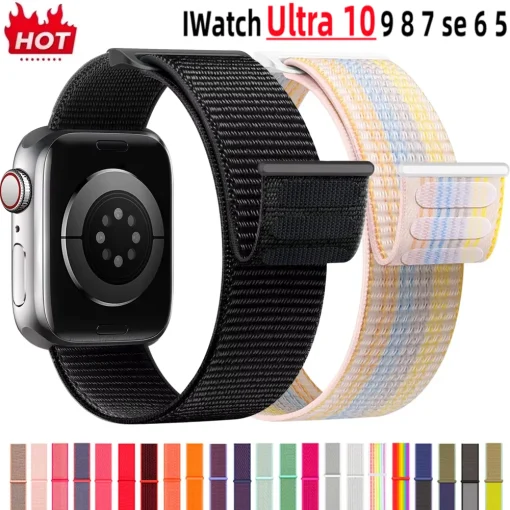 Nylon Loop Strap для Apple Watch Band 46 мм 40 мм 44 мм 45 мм 42 мм 41 мм 38 мм