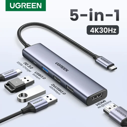 UGREEN 5 в 1 USB C Hub, 4K HDMI, USB HUB