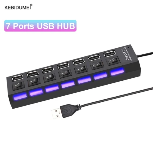 USB HUB HUB USB 2.0 Адаптер Высокоскоростной мульти 7 портов USB