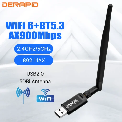 Wi-Fi адаптер с USB, Bluetooth 5.3, два в одном