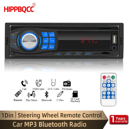 Автомагнитола HIPPBQCC 1DIN MP3 с Bluetooth