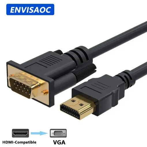 Адаптер HDMI-VGA Кабель-Конвертер 1.8 م FHD 19201080P для ПК, ноутбука, ТВ, монитора, проектора