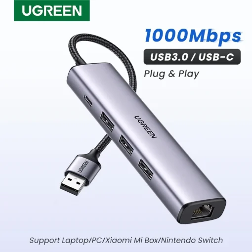 Адаптер UGREEN USB Ethernet 1000100 Мбитс