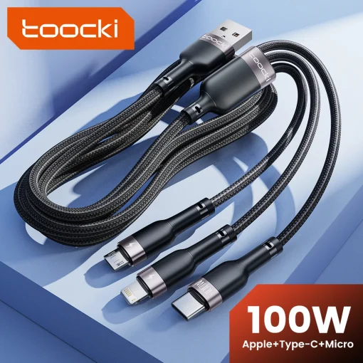 Кабель Toocki 3 в 1 USB 6A 100W