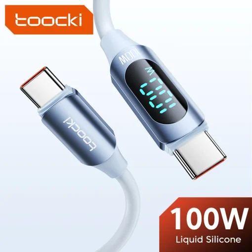 Кабель Toocki USB Type-C в Type-C из силикона, PD 100 Вт