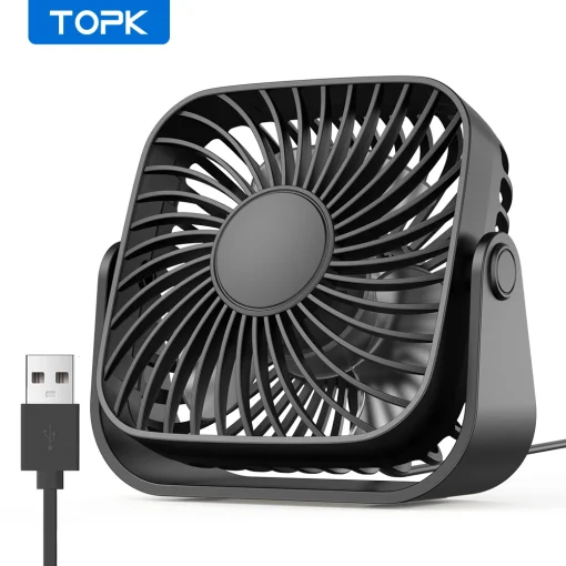 Мини-вентилятор TOPK 10 см с USB, портативный