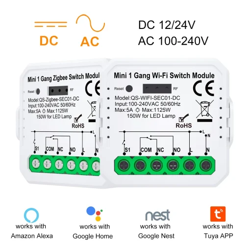 Модуль умного переключателя Tuya ZigBee WiFi Сухой контакт DC 1224 В АС 100-240 В