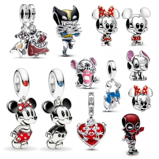 Позолоченные бусины-подвески Disney Mickey Mouse из серебра 925 пробы