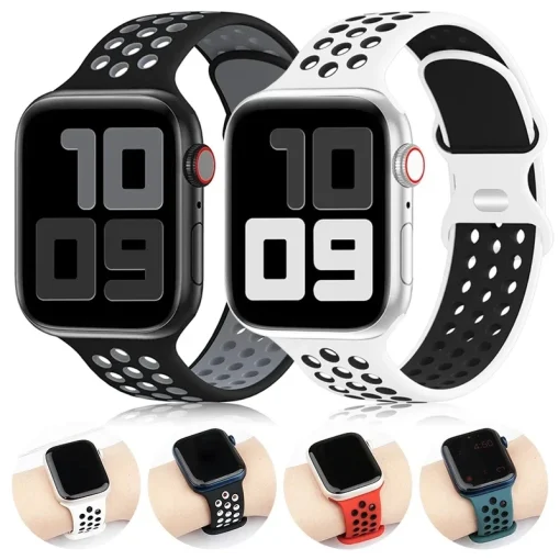 Рем. спорт. Apple Watch 44,45mm Ultra 2 49mm 40,41mm 42,45,44мм силикон IWatch series 9 8 SE 7 3