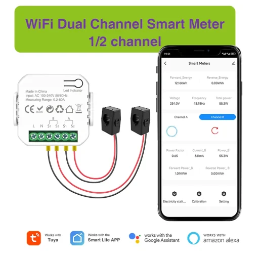 Счетчик электроэнергии Tuya WiFi для солнечных батарей