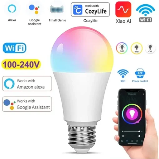 Умная лампа E27 9Вт WiFi Bubble Dimmable LED Voice Control Bulb RGBCW