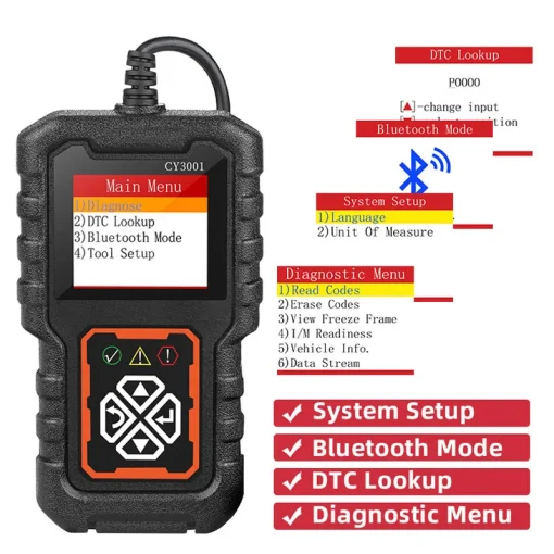 Устройство диагностики неиспр. авто CY3001 OBD2