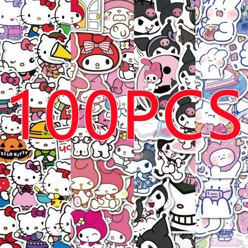 100 шт. милые Наклейки My Melody Kuromi Hello Kitty