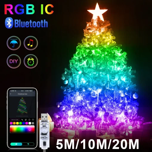 20M RGBIC USB 5V LED Стринг Свет