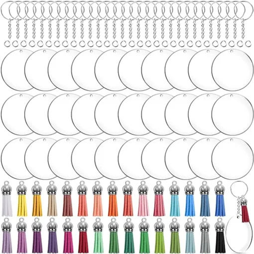 40 шт. 3-дюймовые круглые прорезные акриловые заготовки для брелков