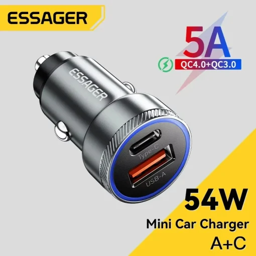 Essager 54Вт Автозаряд 5А Быстрая зарядка Type C