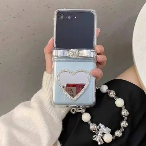 Luxury Mirror Pearl Strap Phone Case