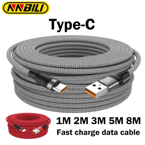 NNBILI 6a Плетеный USB TYPE-C кабель