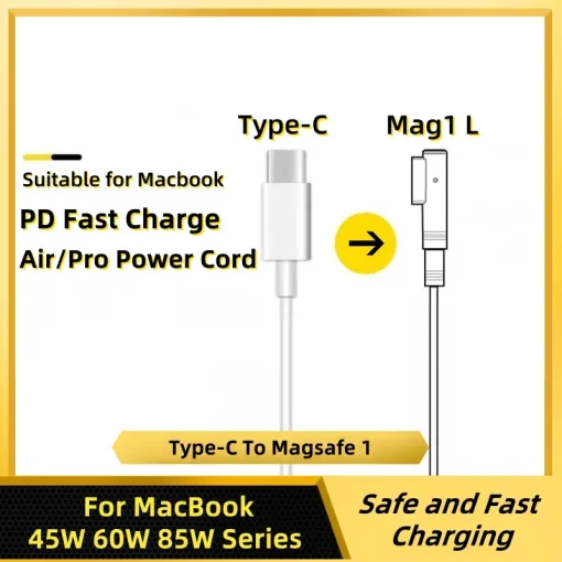 PD зарядок PD-кабеля для MacBook AirPro-серийного Type-C на Magsafe 1 L-образный силовой шнур Магнитно-автоматическое поглощение 1,8 метра