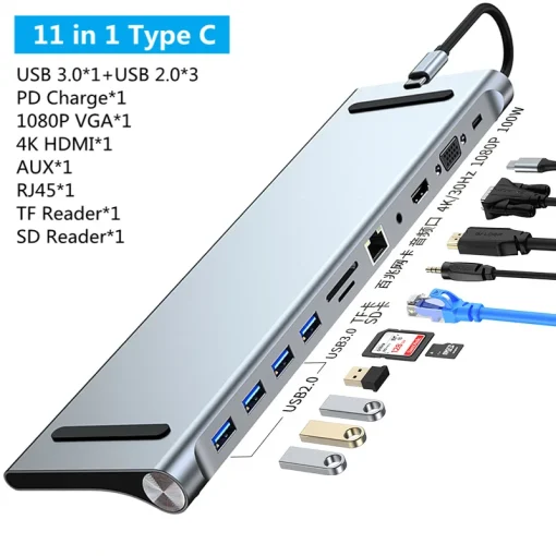 USB-C Док-станция 11-в-1 с многопортовым адаптером