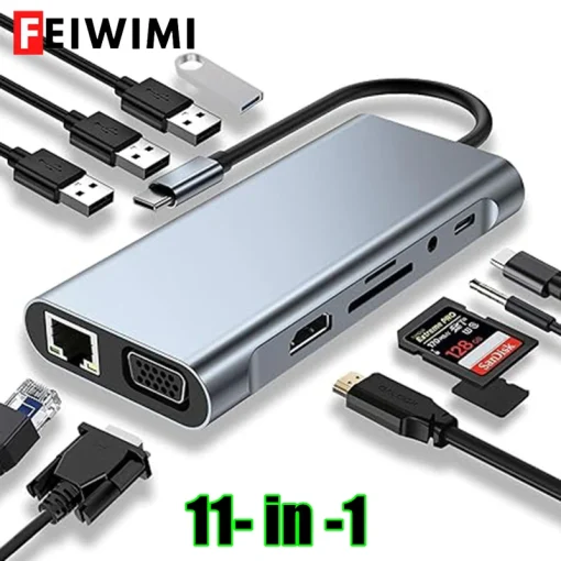 USB C концентратор, 11 ב-1 מתאם USB C