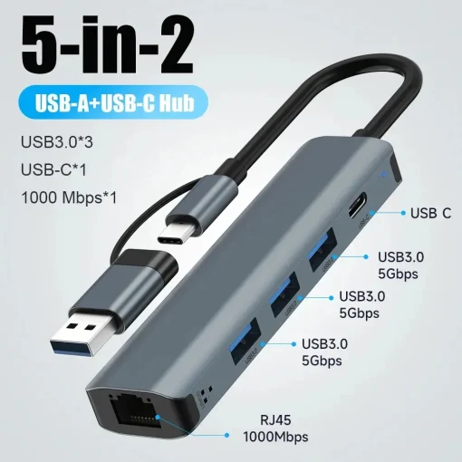 USB C концентратор, USB-C USB-A, многопортовый адаптер, USB 3.0