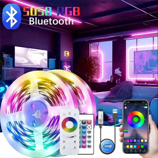 USB LED-лента света, цветная RGB 5050, Bluetooth