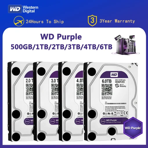 WD Purple 4T 1T 2T 3T 6T Жесткий диск для видеонаблюдения