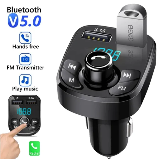 Автомобильное зарядное FM-передатчик Bluetooth аудио