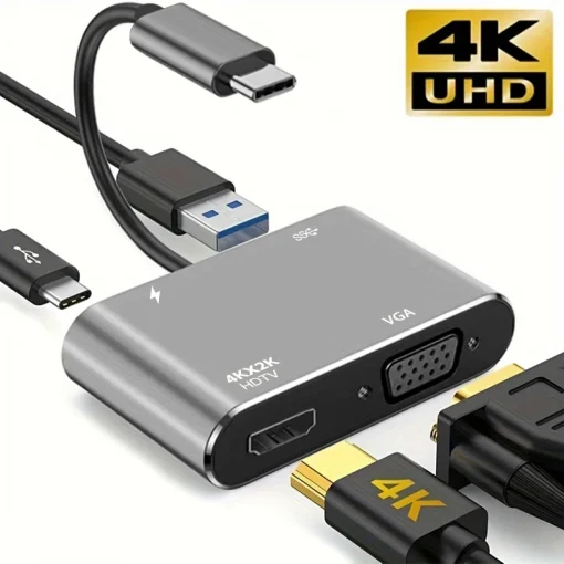 Адаптер-концентратор 4-в-1 Type C на HDTV VGA USB 3.0