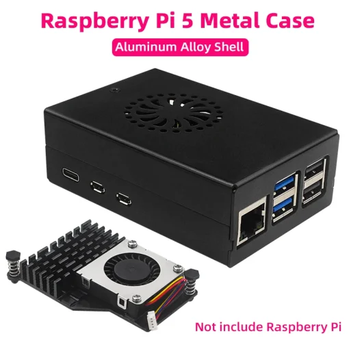 Алюминиевый корпус Raspberry Pi 5 из сплава 5 Metal с поддержкой активного охлаждения для RPI 5 Pi5