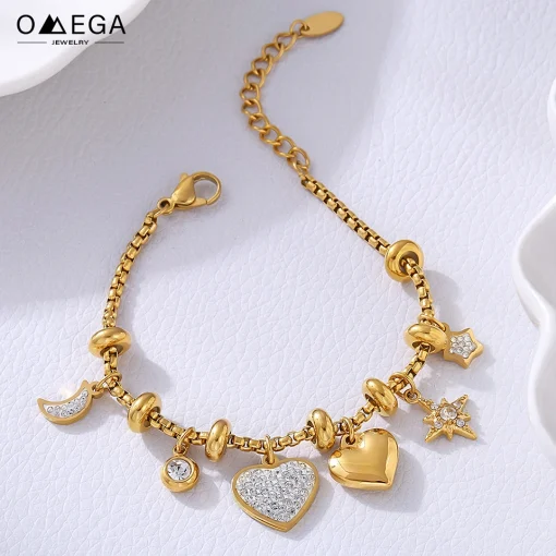 Браслеты из нержавеющей стали 316L Heart Charm