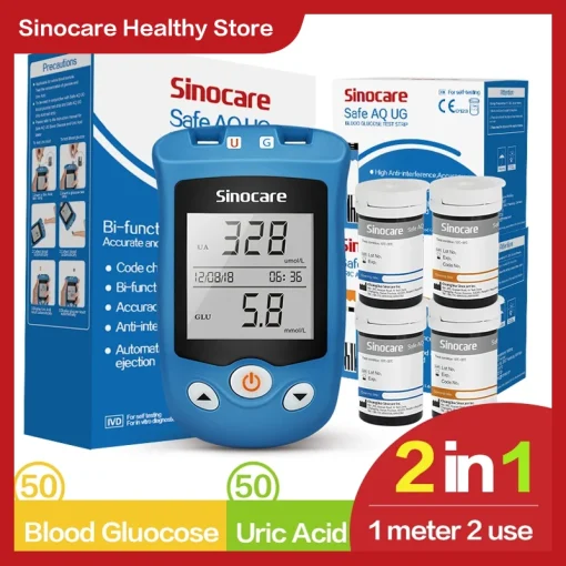 Глюкометр Sinocare Safe AQ UG мгдл с измерением глюкозы и мочевой кислоты