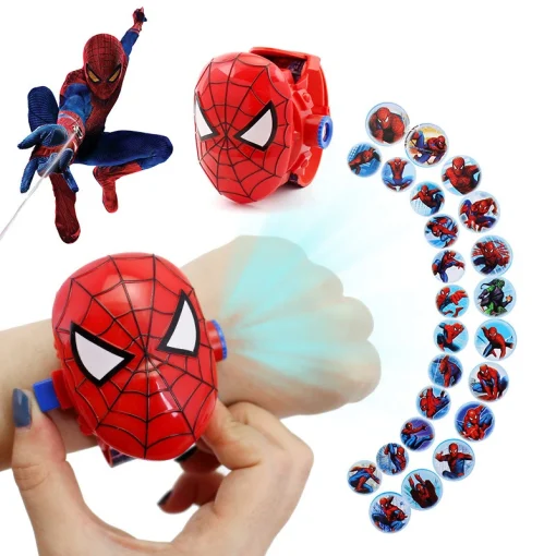 Диснеевский Marvel Spiderman Фигура модель Детские проекционные часы Iron Man Avengers Marvel Мультяшные цифровые часы Игрушка Подарок