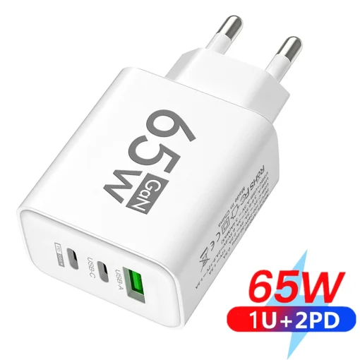 Зарядка GaN 65 Вт USB PD Type C, быстрая зарядка, 3 порта