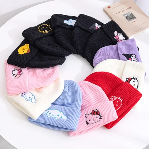 Зимняя вязаная шапка-ушанка Saniro Hello Kitty Beanie