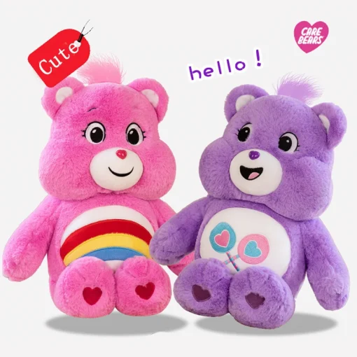 Игрушка-медведь MINISO 40cm Rainbow Care, плюшевая игрушка на ночь для девочки, розовый красочный плюшевый мишка, подарок на день рождения