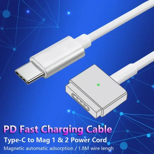 Кабель быстрой зарядки Type-C (USB-C) к Magsafe1 & 2 с магнитным L T разъемом