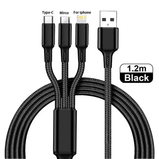 Кабель зарядный 3в1 Micro USB Type-C Lightning