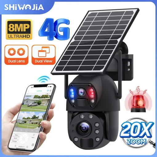 Камера 4G SHIWOJIA 4K 8MP на солнечных батареях