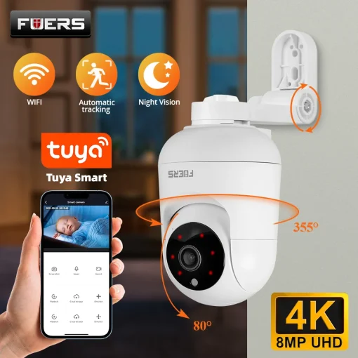 Камера FUERS 4K 8MP WiFi IP с регулируемым креплением