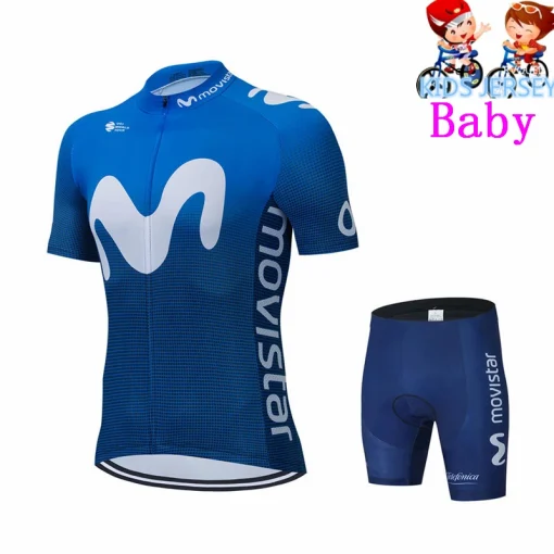 Комплект одежды для езды на горном велосипеде Movistar Kids Fluorescent Green Cycling Jersey Set