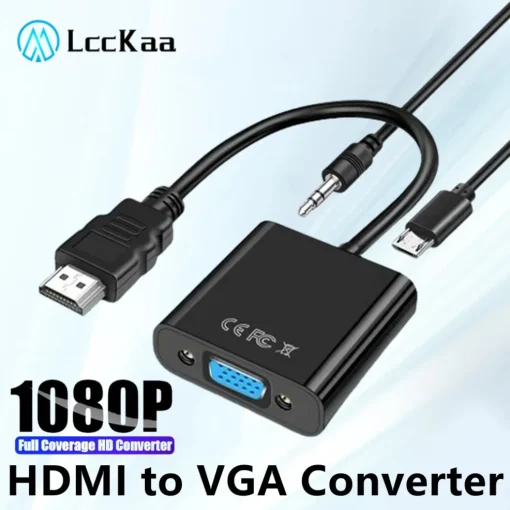 Конвертер кабеля HDMI в VGA с аудиоразъемом 3,5 мм