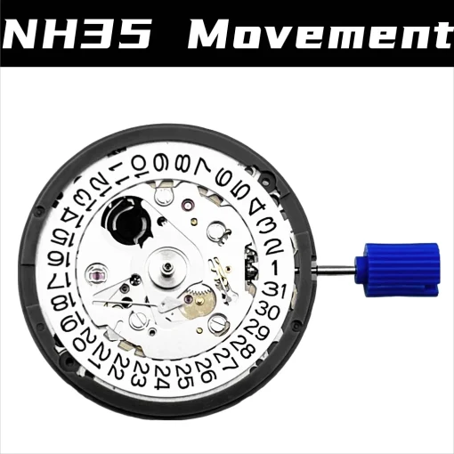 Механизм NH35, белые календари, 24 драгоценных камня