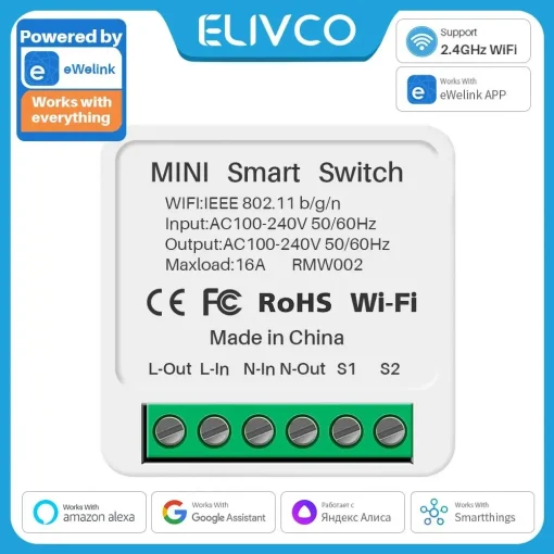 Мини-переключатель EWelink Wi-Fi 16А