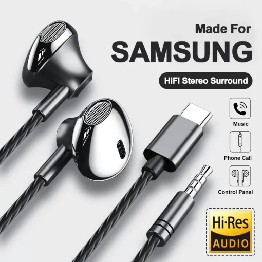 Наушники USB Type-C HiFi Bass с регулятором громкости и микрофоном для iPhone 15 Pro Max