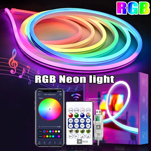 Неоновая светодиодная лента RGB 5 В 1–5 м, USB